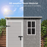 5.1' x 3.2' Plastic Outdoor Shed, All-Weather Resin Large Storage Sheds with Spacious Window & Lockable Door for Patio, Backyard, Garden, Patio, Lawn - Gray