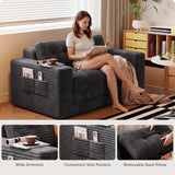 Convertible Sofa Bed, Asofer Boneless Folding Sleeper Sofa Couch Bed, No Assembly Required for Living Room & Bedroom, Dark gray