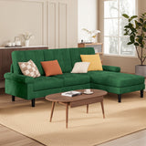 Noelse Durable Convertible Sectional Sofa, 82" L-Shaped Couch with Solid Wood Frame & Reversible Ottoman, Compact Sofa for Apartments & Small Living Rooms, Green