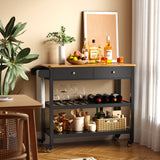 Kitchen Utility Cart with Drawer and Shelves for Home - Black