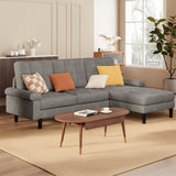 Noelse 82" Sectional Couch, Convertible L-Shaped Sofa Couch with Removable Pillows for Living Room, Apartment, Dark Gray