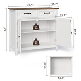 Asofer White Dresser Cabinet with Retro Solid Countertop, for Bedrooms, Living Room, Cloakroom