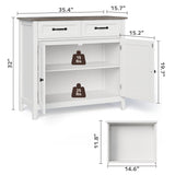 Asofer 32''H Kitchen Sideboard Buffet Cabinet, Kitchen Storage Island with Drawer and Adjustable Shelf