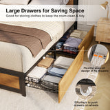 Full Bed Frame with 4 Storage Drawers and 2-Tier Headboard - Retro