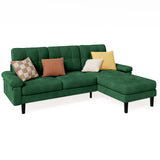 Noelse Durable Convertible Sectional Sofa, 82" L-Shaped Couch with Solid Wood Frame & Reversible Ottoman, Compact Sofa for Apartments & Small Living Rooms, Green