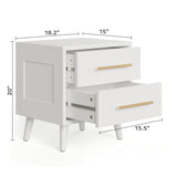 Asofer 2-drawer White Nightstand Set, 20"H Bedside Table Set with 2 Metal Handle, for Bedroom and Living Room