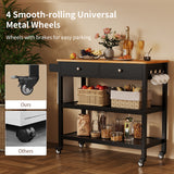 Kitchen Utility Cart with Drawer and Shelves for Home - Black