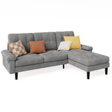 Noelse 82" Sectional Couch, Convertible L-Shaped Sofa Couch with Removable Pillows for Living Room, Apartment, Dark Gray