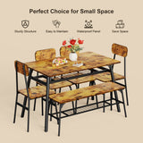 30" H Dining Table Set for 6 with Storage Rack for Home - Retro