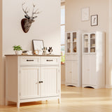 Kitchen Sideboard Buffet Cabinet with Drawer and Adjustable Shelf - Gray