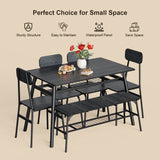 30" H Dining Table Set for 6 with Storage Rack for Home - Black