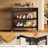 Kitchen Utility Cart with Drawer and Shelves for Home - Black