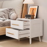 Night Stand 2 Drawer for Bedroom, 20"H Nightstand Bedside Table with Gold Handle, White Nightstand