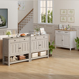 Aiho Console Table with 2 Storage Cabinets and 2 Drawers for Living Room - Gray