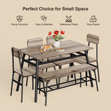 46'' Modern Dining Table Set for 6 with 4 Chairs and Bench - Gray