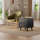 Noelse Bedroom Set with Storage, Includes 6 Drawer Dresser, 5 Drawer Chest, and 2 Nightstands, Modern Bedroom Furniture Set for Small Spaces Wood Dresser Set with Metal Handles,Black