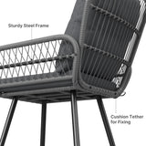 3-Piece Patio Furniture Set, Patio Bistro Set with Outdoor Table and Chairs For Garden, Balcony, Poolside - Grey