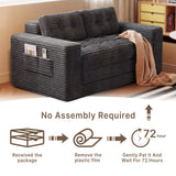 Convertible Sofa Bed, Asofer Boneless Folding Sleeper Sofa Couch Bed, No Assembly Required for Living Room & Bedroom, Dark gray