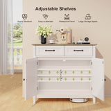 35.4" Kitchen Buffet Sideboard Cabinet, 2 Drawers Farmhouse Coffee Bar Storage Cabinet with Adjustable Shelf - White+Gray