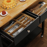 Kitchen Utility Cart with Drawer and Shelves for Home - Black