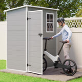 5.1' x 3.2' Plastic Outdoor Shed, All-Weather Resin Large Storage Sheds with Spacious Window & Lockable Door for Patio, Backyard, Garden, Patio, Lawn - Gray