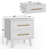 2 Drawer Dresser, Chest of Drawers Nightstand Storage Tower Storage Wooden Dresser for Living Room, Bedroom, Hallway - White