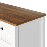 Asofer White Dresser Cabinet with Retro Solid Countertop, for Bedrooms, Living Room, Cloakroom