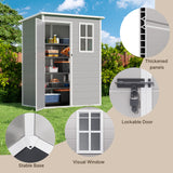 5.1' x 3.2' Plastic Outdoor Shed, All-Weather Resin Large Storage Sheds with Spacious Window & Lockable Door for Patio, Backyard, Garden, Patio, Lawn - Gray