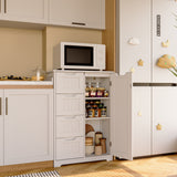 Bathroom Floor Cabinet with 4 Drawers, 1 Cupboard & 2-Shelves, for Bathroom, Freestanding - White