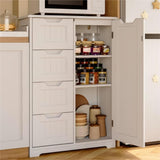 Pantry Cabinet, 33" Small Kitchen Pantry Storage Cabinet with Door and Shelves, White