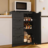 Pantry Cabinet, Lofka 33" Small Kitchen Pantry Storage Cabinet with 1 Door, 2 Shelves, 4 Drawers, Black