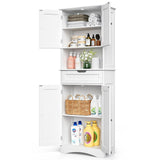 Pantry Cabinet, Lofka 66.5” Kitchen Pantry Storage Cabinet, Bathroom Storage Cabinet with 4 Door, 1 Drawer, 5 Shelves, White