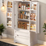 Pantry, Lofka 63" Kitchen Pantry Storage Cabinet - 2 Shelves, 2 Drawers & 6 Side Door Shelves - Durable, Magnetic Closure