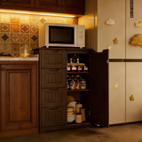 Pantry Cabinet, 33" Kitchen Pantry Storage Cabinet with 1 Door, 2 Shelves, 4 Drawers for Dining Room|Bedroom,Brown