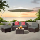 Patio Furniture Set, Lofka 5 Pieces Outdoor Furniture Set Clearance, Conversation Patio Set with Glass Coffee Table,Thicken Gray Cushions, Water Resistant