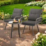 Patio Furniture Set with Round Coffee Table, Lofka Bistro Table and Chairs Set of 2, for Patio|Garden|Balcony|Poolside,Grey