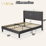 Bed Frame with  Headboard  - Gray