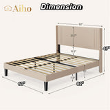 Bed Frame with  Headboard  - Beige