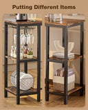 Noelse 3 Piece Bar Table Set for 2, Bar Table with Stools and 2 Storage Shelves, with Glass Rack, Small Kitchen Table for Dining Room, Living Room, Rustic Brown