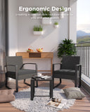 Aiho outdoor rocking chairs set of 3 with PE Wicker, All-Weather outdoor patio furniture set with a Tempered Glass Table and Soft cushions, For Outdoor Garden, Backyard, Poolside, Balcony, Patio and Porch-Black