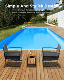 Aiho outdoor rocking chairs set of 3 with PE Wicker, All-Weather outdoor patio furniture set with a Tempered Glass Table and Soft cushions, For Outdoor Garden, Backyard, Poolside, Balcony, Patio and Porch-Black