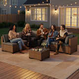 Noelse 7 Pieces Patio Furniture Set, Outdoor Sectional Outdoor Wicker Sofa Set with Thick Cushions and Coffee Table for Balcony, Garden, Porch (Gray)