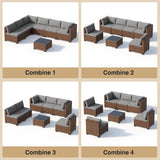 Noelse 7 Pieces Patio Furniture Set, Outdoor Sectional Outdoor Wicker Sofa Set with Thick Cushions and Coffee Table for Balcony, Garden, Porch (Gray)