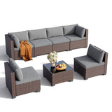 Asofer Outdoor Furniture Set with Fire Pit Table, Modern Patio Conversation Sets for Porch, Backyard