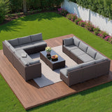7 Pieces Patio Furniture Set, Asofer Rattan Wicker Outdoor Conversation Sectional Sofa Set with Upgraded Feet and Glass Coffee Table for Backyard,Porch,Poolside,Gray