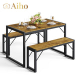 45.5" Dining Table Set for 4 with 2 Benches - Retro