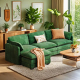 Sectional sofa,Lofka 110.2" L Shaped Cloud Sectional couch with Ottoman and Deep Seat, Upholstered couches for Living Room, Bedroom and Apartment, Green couch