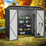 6x4 FT. Outdoor Storage Shed with Double Doors for Garden & Backyard, Dark Gray