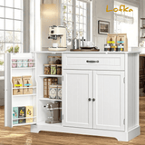 Buffet Cabinet with Storage, Kitchen Buffet Sideboard with Drawer, Wood Coffee Bar Cabinet, 42-inch Length, White