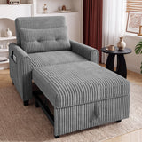 Sleeper Chair, Lofka 3-in-1 Sofa Bed Chair, Pull Out Sleeper Sofa, 4-Level Backrest, Corduroy Couch, Gray